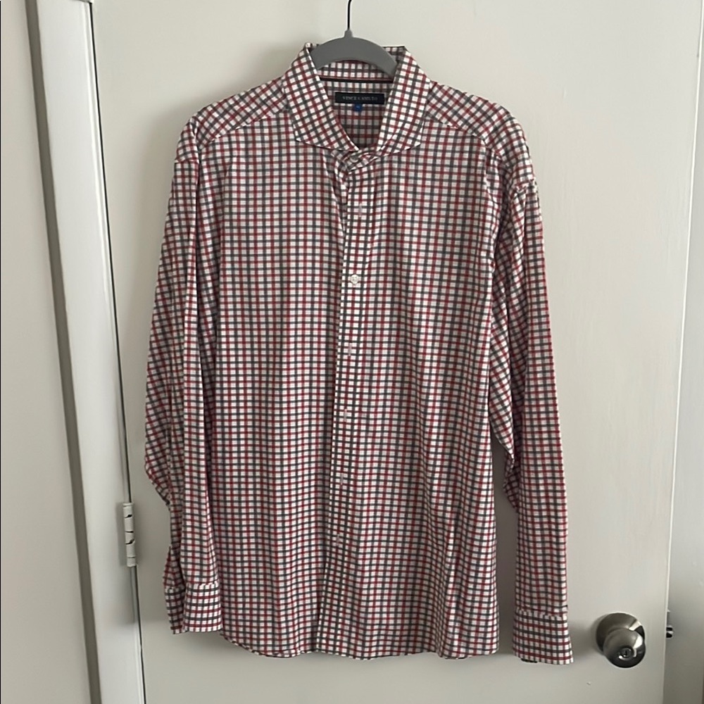 Men's Checkered Shirt - Red and White